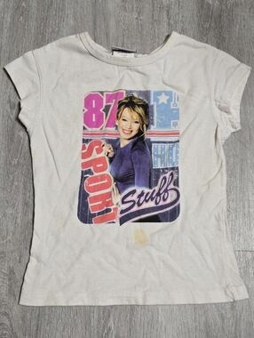 Vintage 2004 Hilary Duff White Tee Kids Youth Girls Y2K Grail Size Small 6/6X